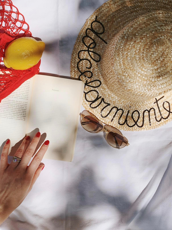 DOLCEFARNIENTE - straw hat with glitter mantra on the brim - Image 4