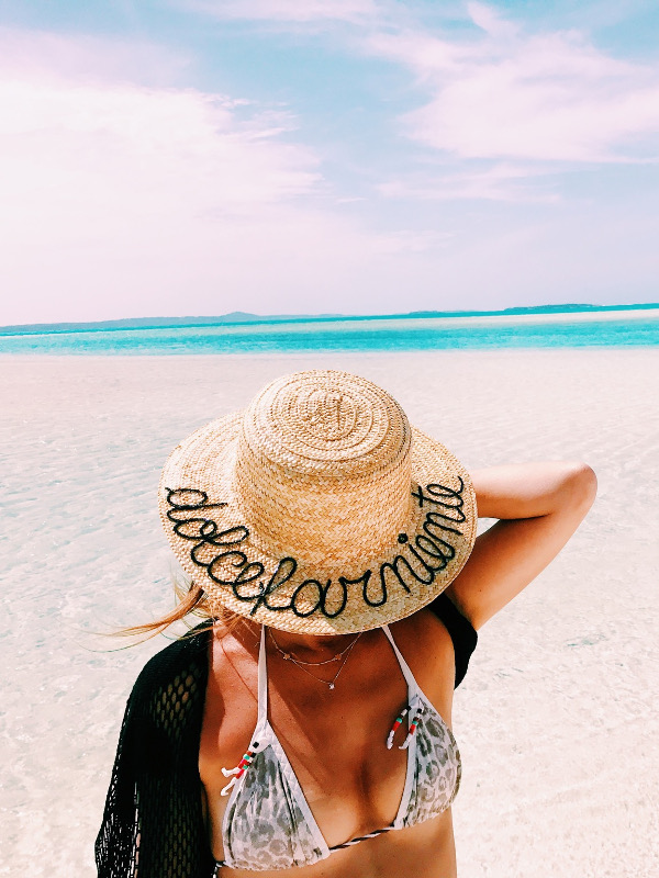 DOLCEFARNIENTE - straw hat with glitter mantra on the brim - Image 3
