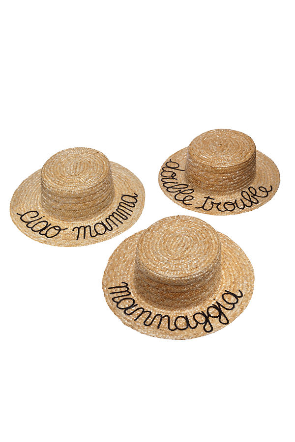 CIAO MAMMA - kids straw hat with glitter mantra on the brim - Image 2