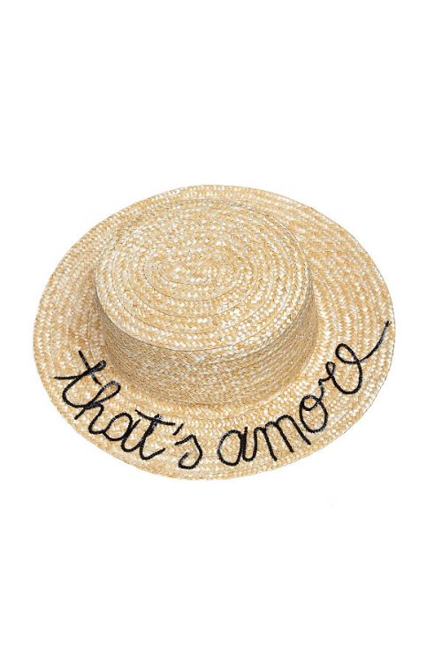 THAT'S AMORE - straw hat with glitter mantra on the brim