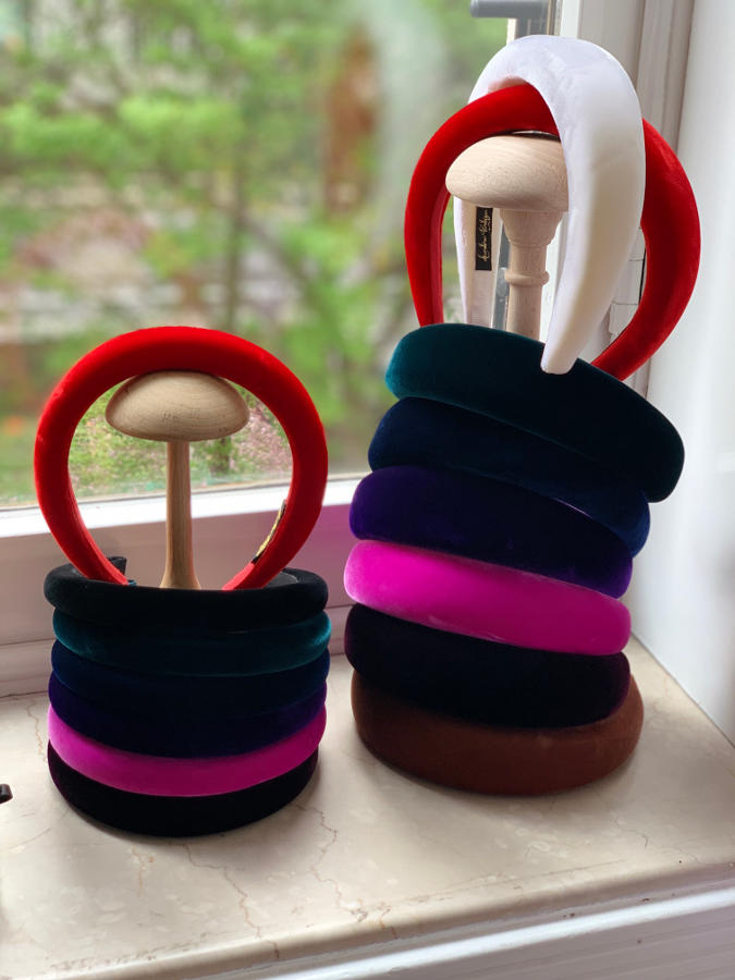 Fuchsia velvet padded headband - Image 2