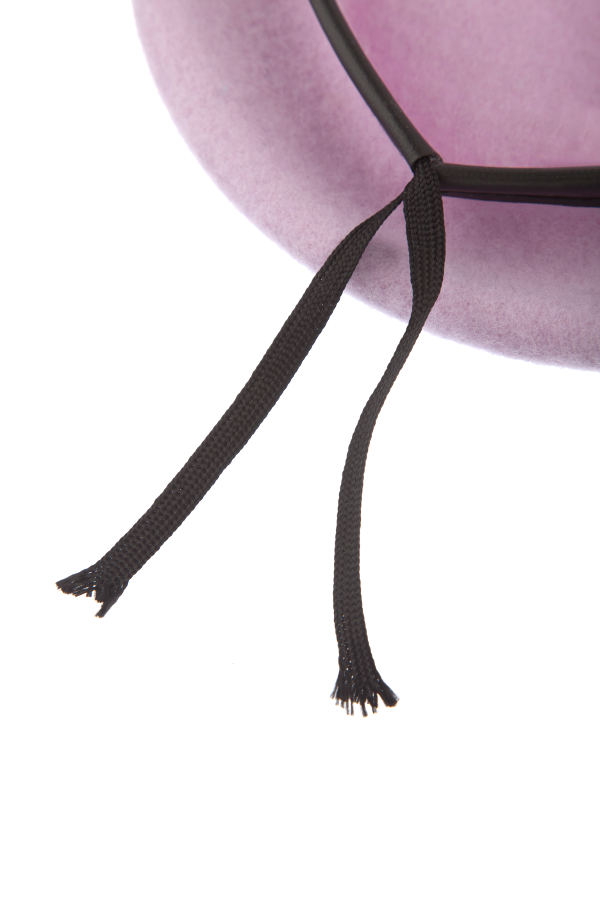 Nina - Blue wool beret with eco-leather cord - Image 3