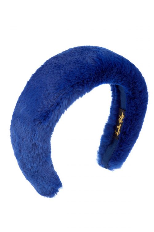 cerchietto bombato eco pelliccia blu