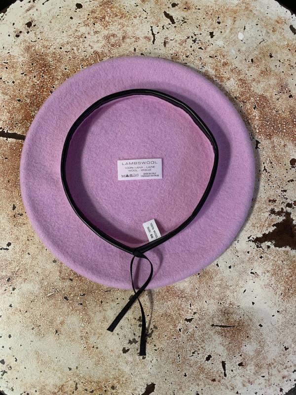 Nina - Blue wool beret with eco-leather cord - Image 2