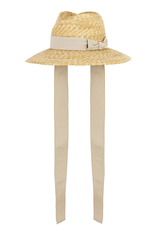 Cruise Florentine straw hat with sand grosgrain ribbon