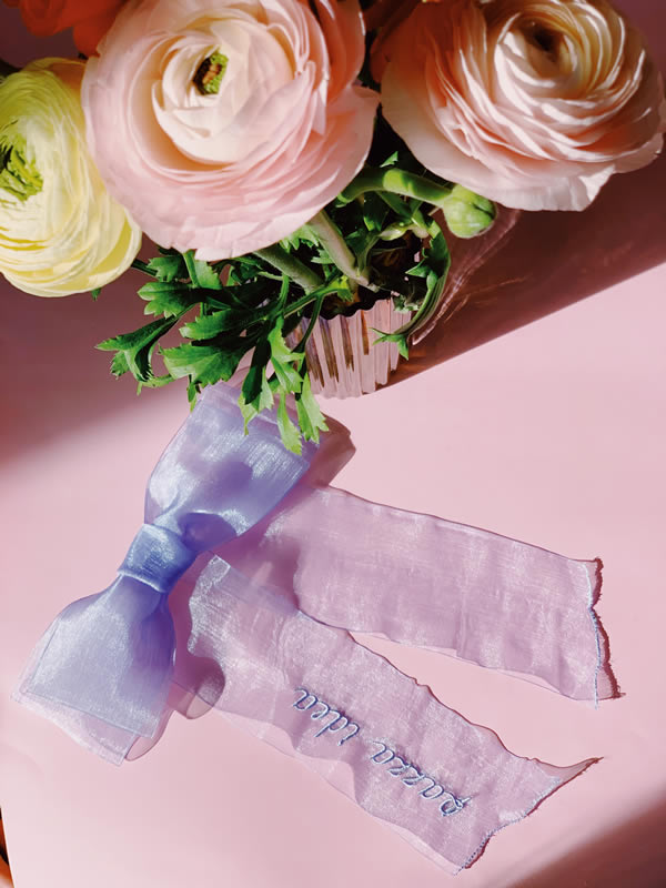 Music bow, fiocco in chiffon "pazza idea" lilla - immagine 2
