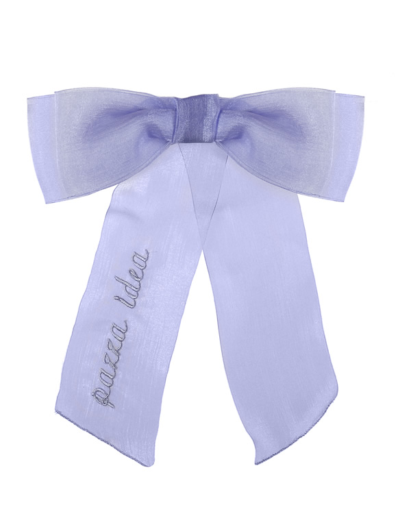 Fiocco in chiffon colore lilla con scritta pazza idea