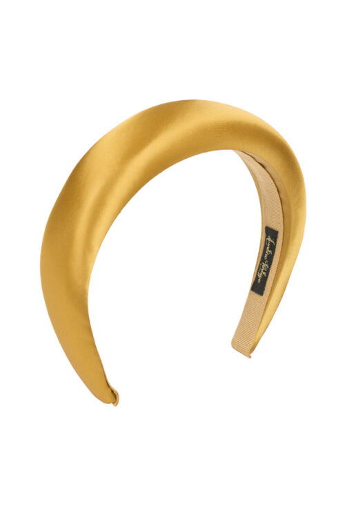 Satin padded headband, gold - monogrammed