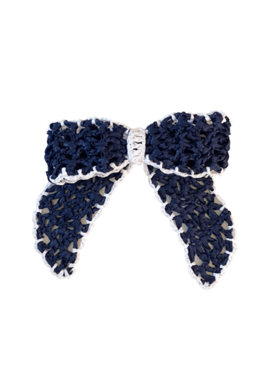 BIG BOW CLIP IN RAFFIA, BLUE