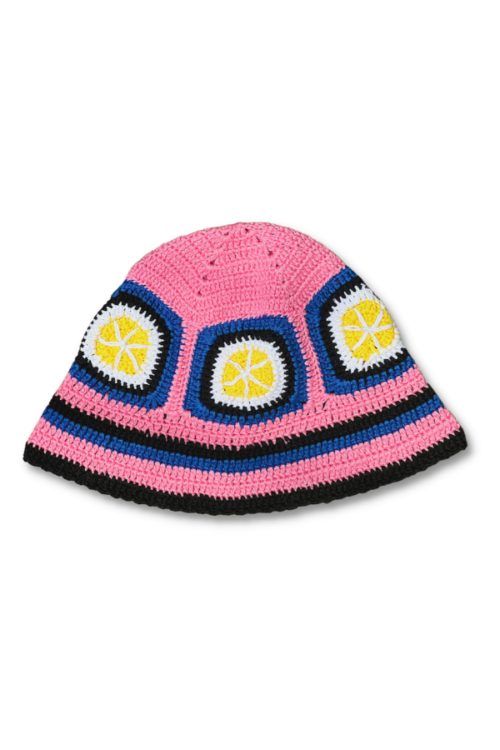 BLUE STRIPED LEMON CROCHET BUCKET