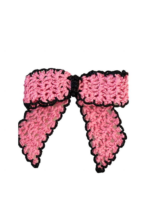 BIG BOW CLIP IN RAFFIA, PINK