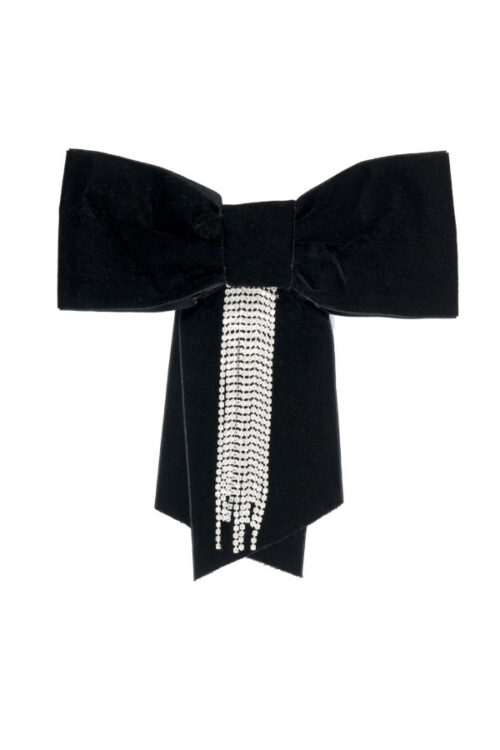 BIG BOW CLIP BLACK VELVET AND RHINESTONES