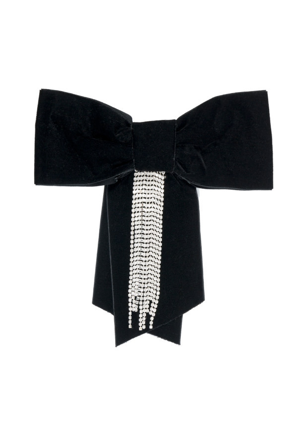 BIG BOW CLIP BLACK VELVET AND RHINESTONES