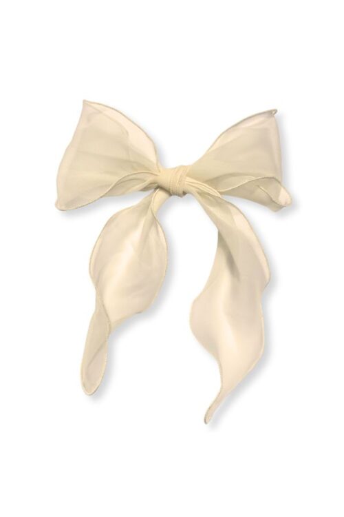 Big bow clip chiffon, white