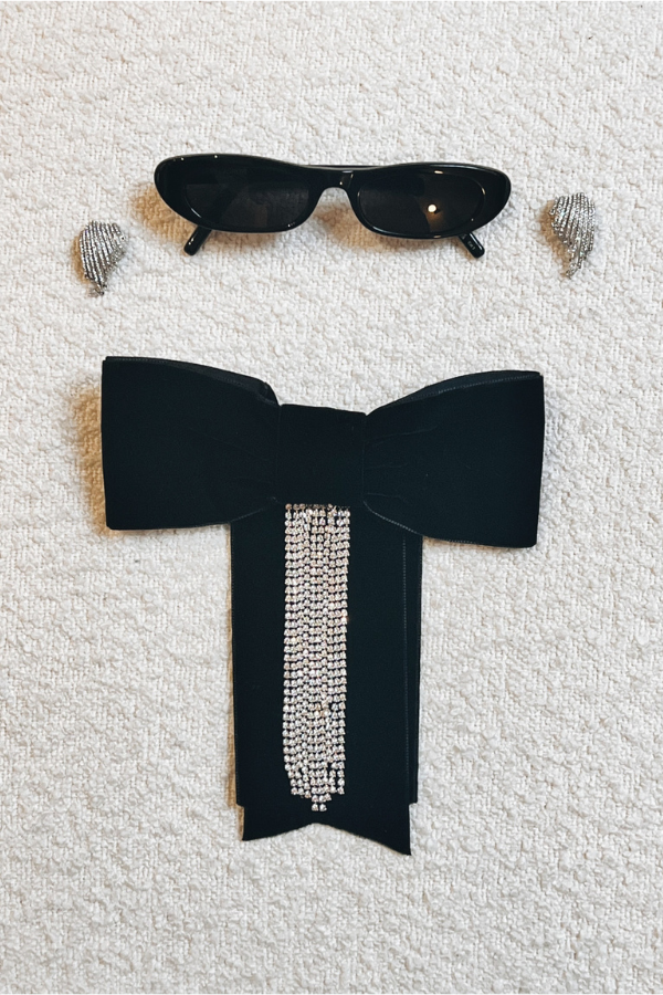 BIG BOW CLIP BLACK VELVET AND RHINESTONES - Image 3