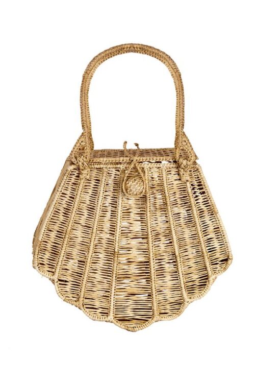 Shell bag nature - Borsa in paglia di palma intrecciata a mano