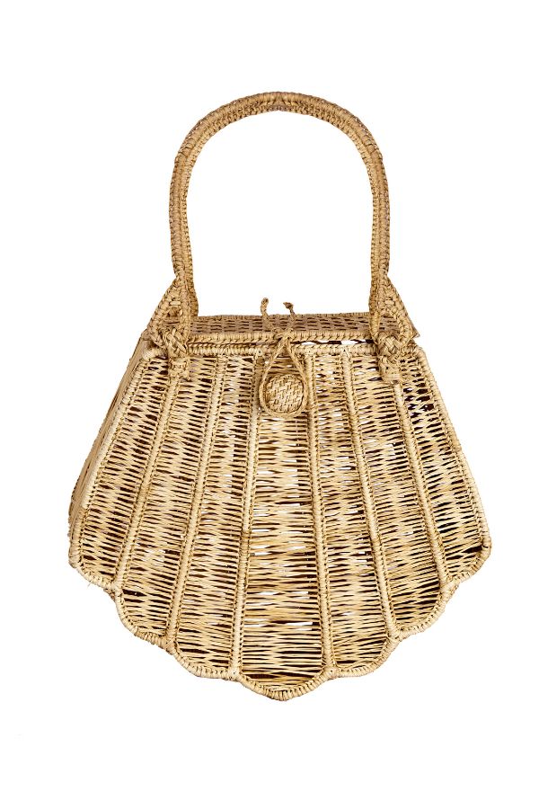 Shell bag nature - Borsa in paglia di palma intrecciata a mano